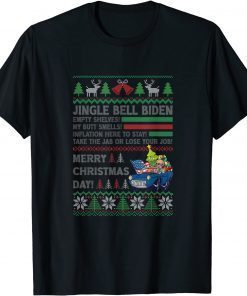 T-Shirt Jingle Bells Biden Smells Santa Trump Ugly Christmas Sweater 2022