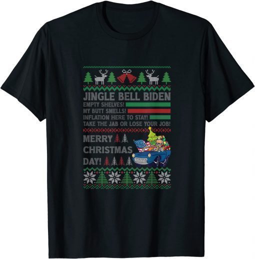 T-Shirt Jingle Bells Biden Smells Santa Trump Ugly Christmas Sweater 2022