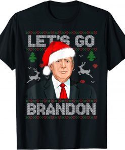 Funny Let's Go Brandon Trump Santa Hat Ugly Christmas T-Shirt