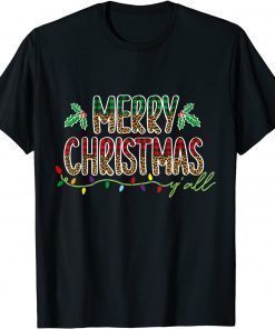 Official Merry Christmas 2021 Leopard Buffalo Plaid Red Green Xmas T-Shirt