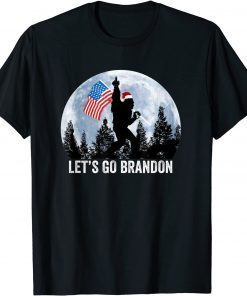 Classic Lets Go Brandon Christmas Bigfoot Middle Finger America Flag TShirt