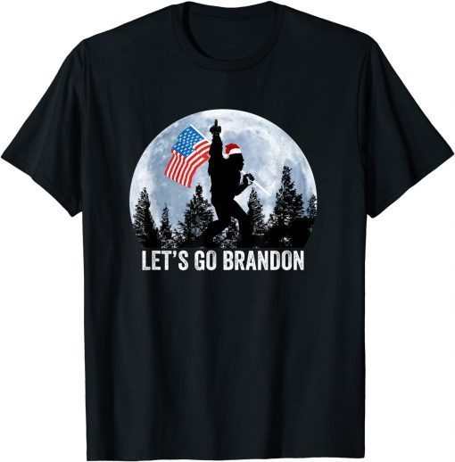 Classic Lets Go Brandon Christmas Bigfoot Middle Finger America Flag TShirt