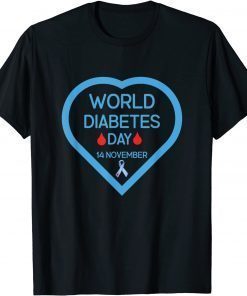 In November We Wear Blue Butterflies Diabetes Awareness Gift TShirt