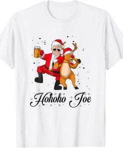 Funny Merry Christmas With Biden Hohoho Joe Reindeer Beer 2022 T-Shirt