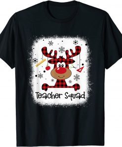 Bleached Teacher Squad Reindeer Funny Teacher Christmas Xmas T-Shirt