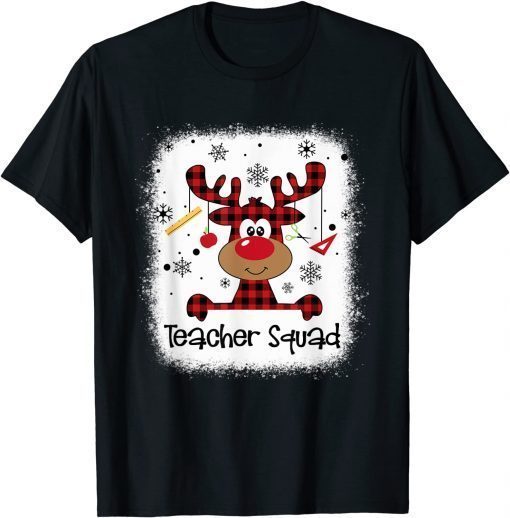 Bleached Teacher Squad Reindeer Funny Teacher Christmas Xmas T-Shirt