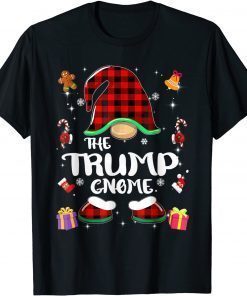 Trump Gnome Buffalo Plaid Red Matching Family Christmas Funny T-Shirt