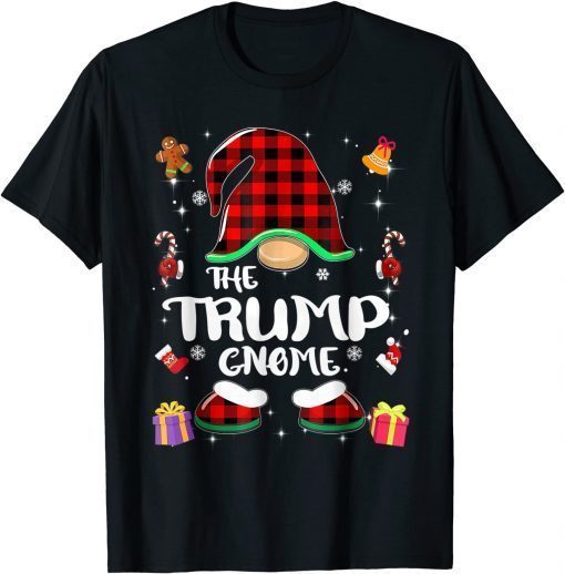 Trump Gnome Buffalo Plaid Red Matching Family Christmas Funny T-Shirt