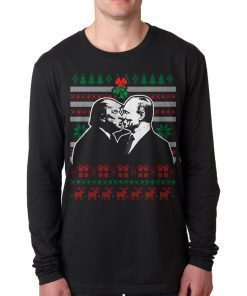 Classic Trump And Putin Kissing Mistletoe Ugly Christmas T-Shirt