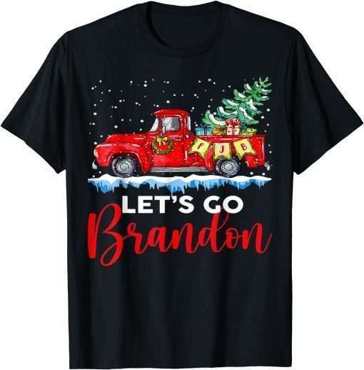 Classic Merry Christmas Red Truck Let's Go Branson Brandon T-Shirt