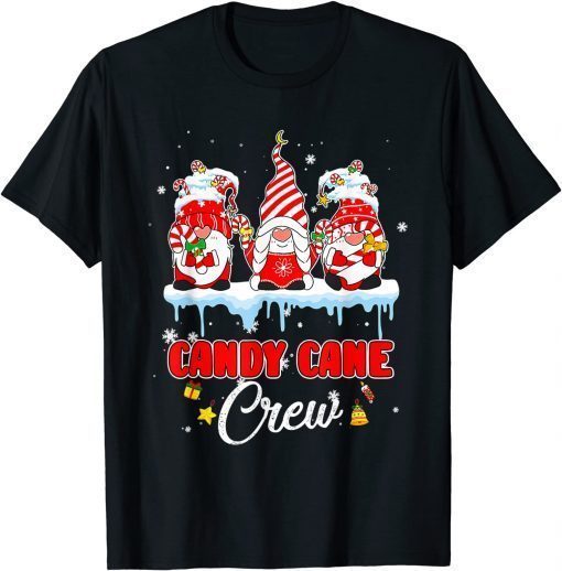 Classic Candy Cane Crew Gnome Christmas Merry Xmas T-Shirt