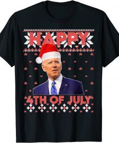 Happy 4th Of July Santa Hat Joe Biden Ugly Christmas Unisex TShirt