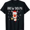 2021 Brew Dolph Funny Rudolph Reindeer Drinking Craft Beer T-Shirt