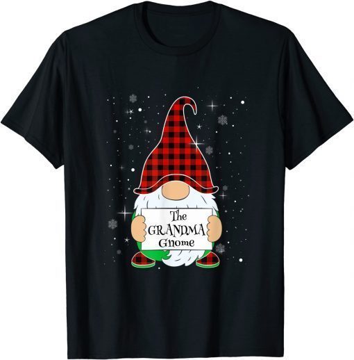 Classic Grandma Gnome Family Christmas Gnome Buffalo Plaid Xmas T-Shirt