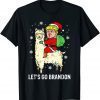 T-Shirt Lets Go Biden Brandon Trump Santa Riding Llama Christmas