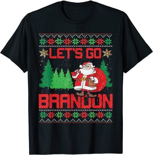 Biden Lets Go Brandon Santa Ugly Christmas Sweater Unisex T-Shirt