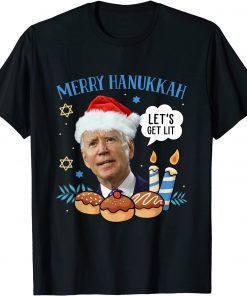 Classic Merry Hanukkah Let's Get Lit Biden Christmas Gift TShirt