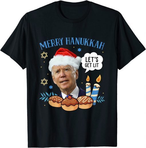 Classic Merry Hanukkah Let's Get Lit Biden Christmas Gift TShirt