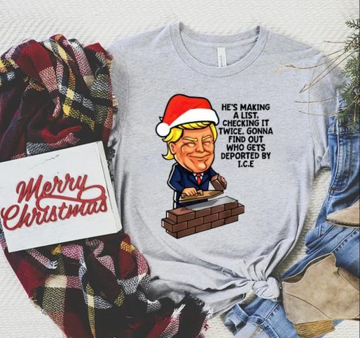 Official Trump Santa Claus Christmas Build The Wall, Trump Make Christmas Great Again TShirt