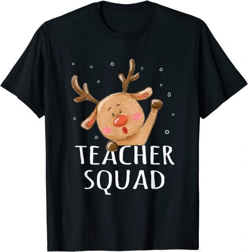 Teacher Squad Reindeer Funny Teacher Christmas Xmas Cute T-Shirt