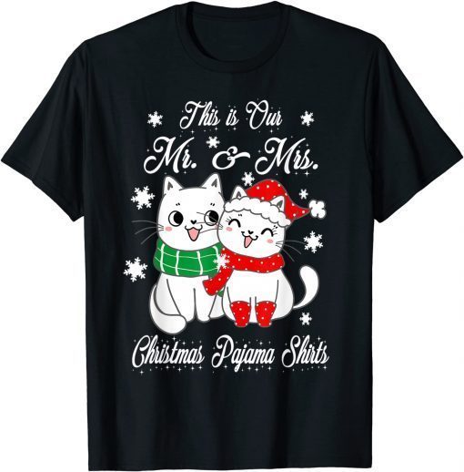 This is our Mr. and Mrs. Christmas Pajama Cat Lover Shirts