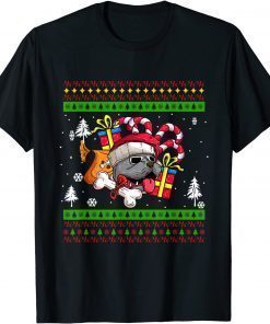 T-Shirt Dachshund Christmas Ornament, Cute Dog with Santa Hat