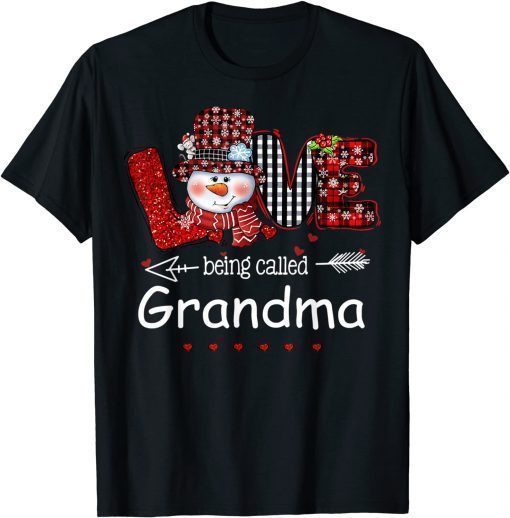 Funny Love Being Called Grandma Snowman Christmas Red Plaid Xmas Shirts
