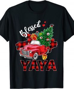 Blessed Yaya Red Truck Xmas Tree Family Matching Christmas Gift T-Shirt