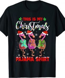 This Is My Christmas Pajama Santa Flamingo Lovers Girls Xmas Gift Tee Shirts