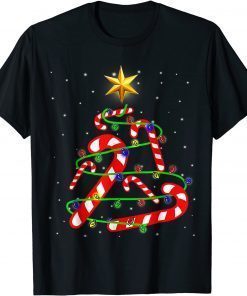 Funny Christmas Candy Cane Funny Xmas Tree Light Gifts T-Shirt