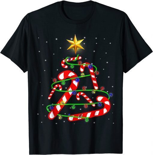 Funny Christmas Candy Cane Funny Xmas Tree Light Gifts T-Shirt