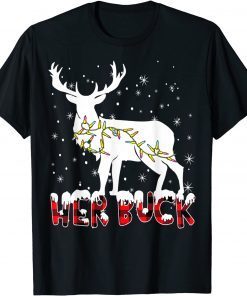 Her Buck His Doe Reindeer Xmas Pajamas Matching Couples Funny Gift T-Shirt