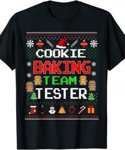 2022 Cookie Baking Team Tester Gingerbread Christmas Ugly Pixel Funny Tee Shirts