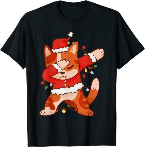 Dabbing Santa Claus Cat Christmas Dance Dab Wearing Xmas Kid T-Shirt