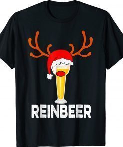 Reinbeer Santa Claus Reindeer Beer Funny Christmas Drinking Gift T-Shirt