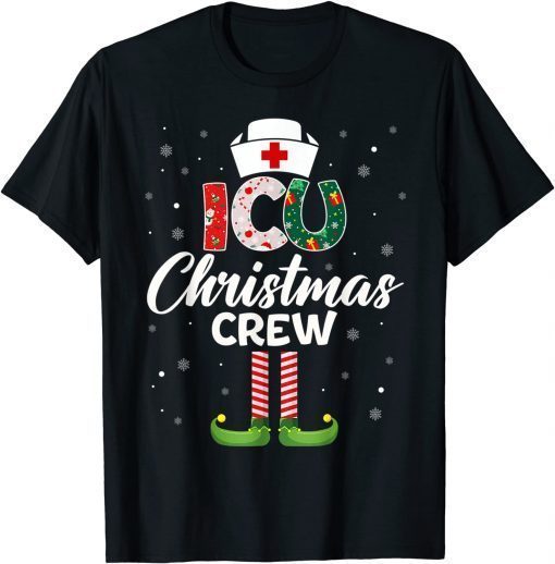 Official ICU Nurse Christmas Scrubs For Women Pajamas T-Shirt