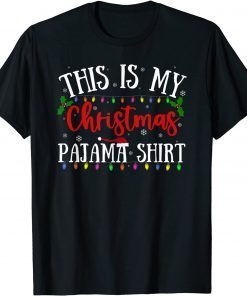 Official This Is My Christmas Pajama Xmas Lights Funny Holiday T-Shirt