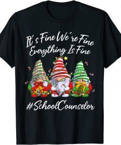 School Counselor Funny Everything Is Fine Christmas Gnomie Classic T-Shirt