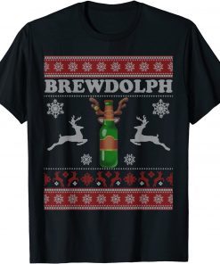 Brewdolph Ugly Christmas Beer Lover Craft Beer Brewer Gift T-Shirt