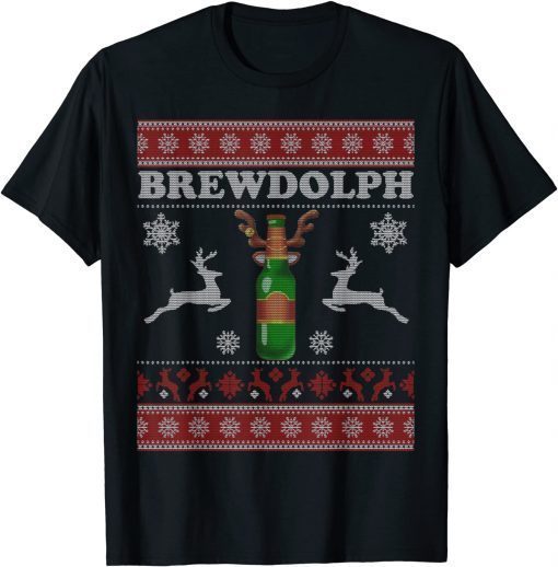 Brewdolph Ugly Christmas Beer Lover Craft Beer Brewer Gift T-Shirt