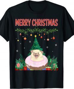 Classic Merry Christmas Pug Gift Tee Shirts