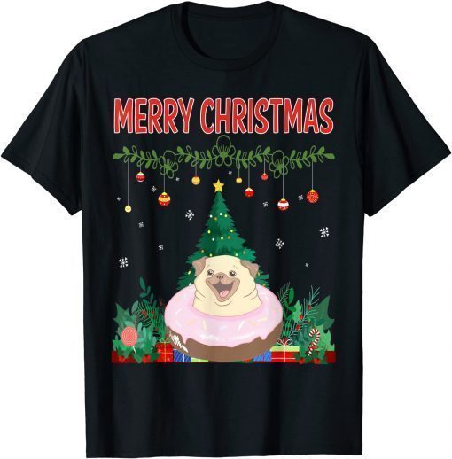 Classic Merry Christmas Pug Gift Tee Shirts