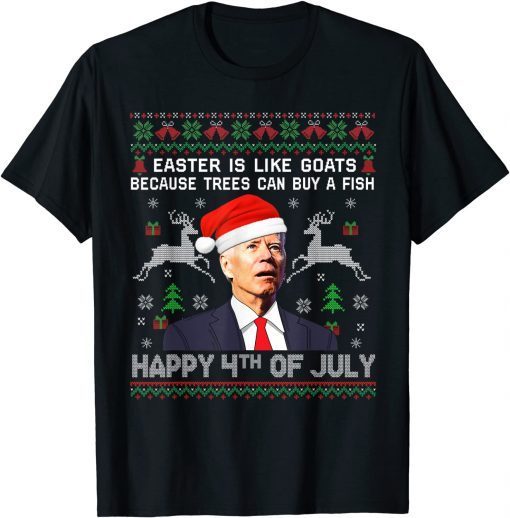 Santa Joe Biden Happy 4th of July Ugly Christmas Sweater Men TShirt