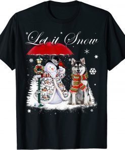 T-Shirt Siberian Husky Santa Dog Christmas Snowman Xmas Pajama 2022