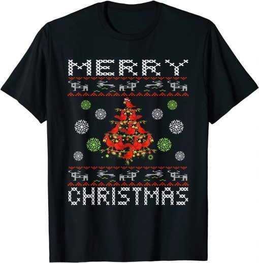 T-Shirt Cardinal Birds Christmas Tree Boon Funny Christmas Cardinal