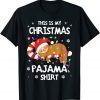 2022 This is my Christmas Pajama Funny Sleeping Kawaii Sloth Snow T-Shirt