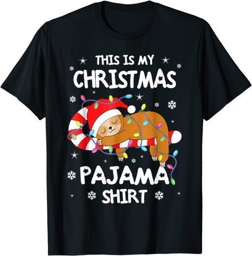 2022 This is my Christmas Pajama Funny Sleeping Kawaii Sloth Snow T-Shirt