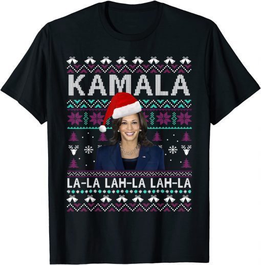 2022 Santa Kamala Ugly Christmas Sweater Meme KamalaLaLaLa T-Shirt