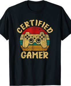 Official Certified Gamer Retro Funny Video Games Gaming Lover Gift Tee Shirts