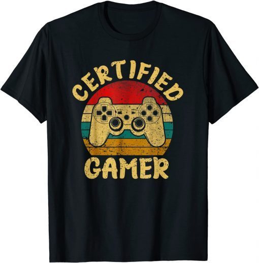 Official Certified Gamer Retro Funny Video Games Gaming Lover Gift Tee Shirts